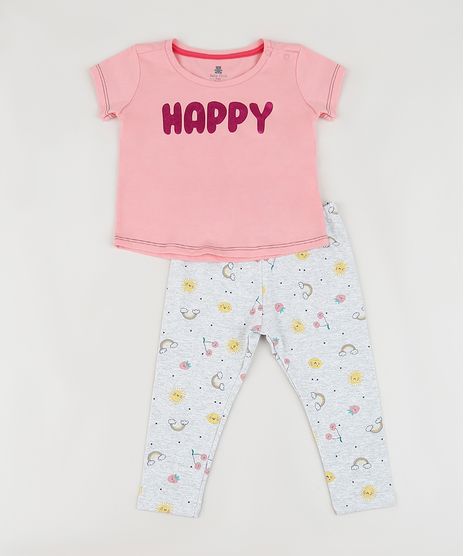 Conjunto-Infantil-de-Blusa--Happy--Manga-Curta-Rosa---Calca-Legging-Estampada-de-Sol-Cinza-Claro-9951595-Cinza_Claro_1