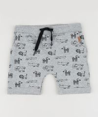 Bermuda-de-Moletom-Infantil-Estampada-de-Bichos-Cinza-Mescla-9952244-Cinza_Mescla_1
