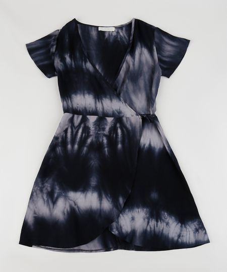 Vestido-Juvenil-Estampado-Tie-Dye-com-Transpasse-Manga-Curta--Preto-9957750-Preto_1