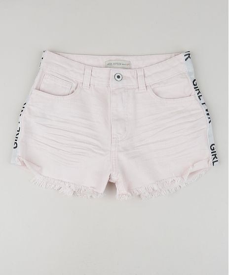 Short-Jeans-Juvenil-Destroyed-com-Estampa-Lateral--Rosa-9957960-Rosa_1