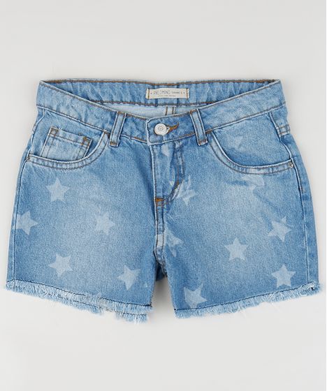 short jeans estampado feminino