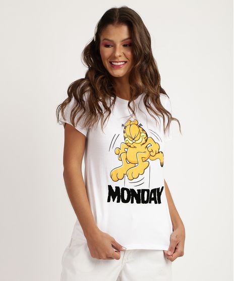 Blusa-Feminina-Garfield--Monday--Manga-Curta-Decote-Redondo-Branca-9943568-Branco_1