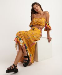 Saia-Feminina-Midi-Assimetrica-Estampada-Floral-com-Recorte-Amarela-9899573-Amarelo_3