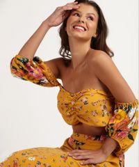 Top-Cropped-Feminino-Estampado-Floral-Ombro-a-Ombro-Manga-Curta-Amarelo-9913889-Amarelo_1