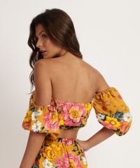 Top-Cropped-Feminino-Estampado-Floral-Ombro-a-Ombro-Manga-Curta-Amarelo-9913889-Amarelo_2