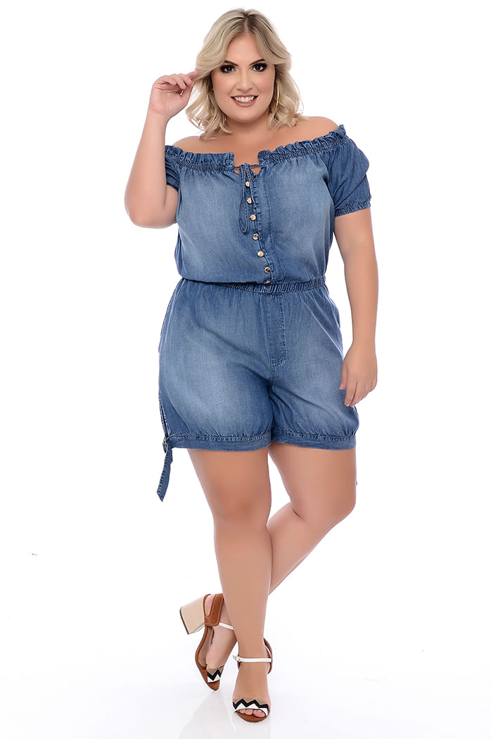 macaquinho jeans feminino plus size