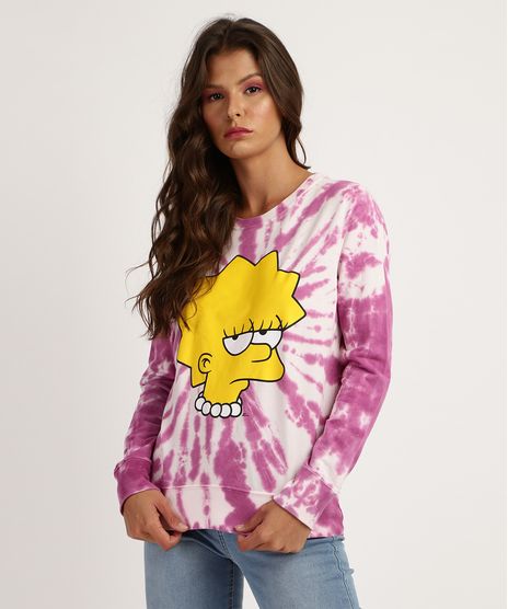 Blusa-Feminina-de-Moletom-Lisa-Simpsons-Estampada-Tie-Dye-Manga-Longa-Rosa-9956727-Rosa_1