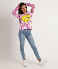 Blusa-Feminina-de-Moletom-Lisa-Simpsons-Estampada-Tie-Dye-Manga-Longa-Rosa-9956727-Rosa_3