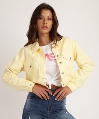 Jaqueta-Jeans-Feminina-Cropped-com-Bolsos-Amarela-9951757-Amarelo_1