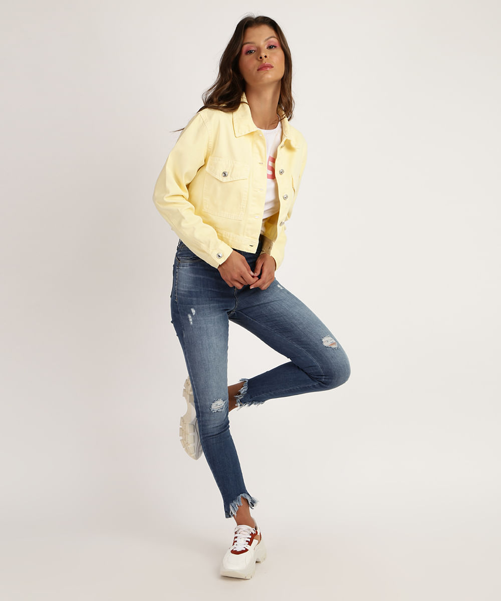 jaqueta jeans amarela