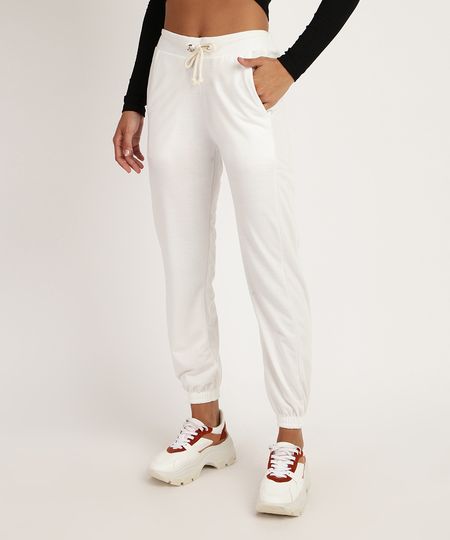 Calca-de-Moletom-Feminina-Reta-Cintura-Alta-com-Cadarco-e-Bolsos-Off-White-9956350-Off_White_1