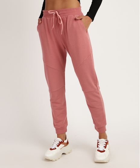 Calca-Feminina--de-Moletom-Jogger-com-Recortes-Rosa-9037257-Rosa_1