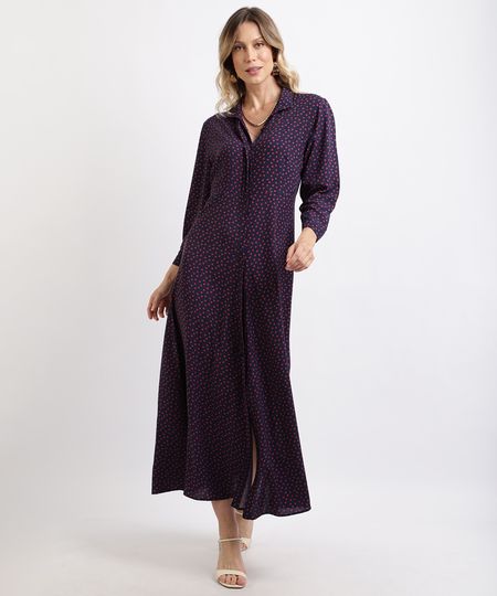 Vestido-Chemise-Feminina-Midi-Estampado-de-Poa-Manga-7-8-Azul-Marinho-9892064-Azul_Marinho_1 Vestido-Chemise-Feminina-Midi-Estampado-de-Poa-Manga-7-8-Azul-Marinho-9892064-Azul_Marinho_1