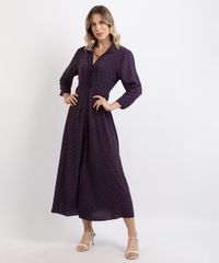Vestido-Chemise-Feminina-Midi-Estampado-de-Poa-Manga-7-8-Azul-Marinho-9892064-Azul_Marinho_3