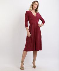 Vestido-Feminino-Midi-Estampa-de-Poa-Manga-7-8-Decote-em-V-Vermelho-Escuro-9946782-Vermelho_Escuro_3