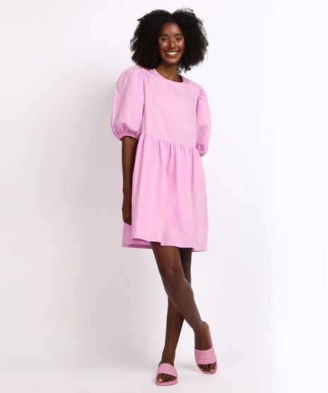 Vestido-Feminino-Mindset-Curto-com-Recorte-Manga-Bufante-Rosa-Claro-9958199-Rosa_Claro_1