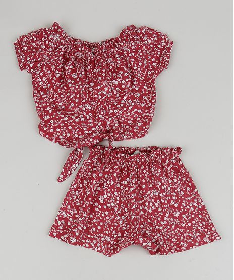 Conjunto-Infantil-Estampado-Floral-de-Blusa---Short-Vermelho-9959599-Vermelho_1