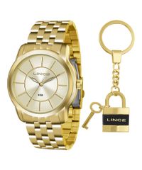 Kit-de-Relogio-Analogico-Lince-Feminino---Chaveiro-de-Cadeado---LRG4510L-KU54C1KX-Dourado-9169770-Dourado_1