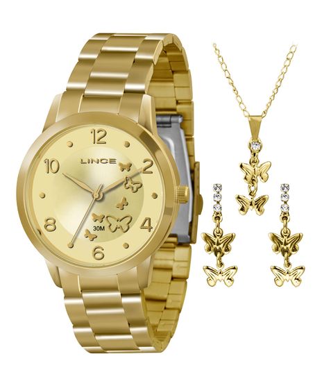 Kit-de-Relogio-Analogico-Lince-Feminino---Colar---Par-de-Brincos---LRG4304L-KU20C2KX-Dourado-9246126-Dourado_1