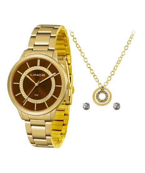 Kit-de-Relogio-Analogico-Lince-Feminino---Colar---Par-de-Brincos---LRGJ077L-KV32N1KX-Dourado-9400762-Dourado_1