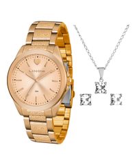 Kit-de-Relogio-Analogico-Lince-Feminino---Colar---Par-de-Brincos---LRR4569L-KD73R1RX-Rose-9401108-Rose_1