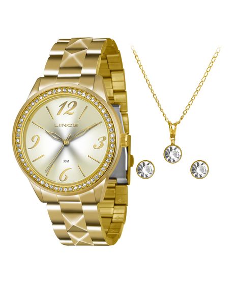 Kit-de-Relogio-Analogico-Lince-Feminino---Colar---Par-de-Brincos---LRG4343L-K993C2KX-Dourado-8719458-Dourado_1