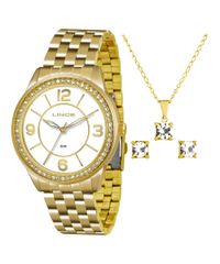 Kit-de-Relogio-Analogico-Lince-Feminino---Colar---Par-de-Brincos---LRG4340L-KB46B2KX-Dourado-8523751-Dourado_1