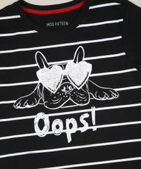 Blusa-Juvenil-Estampada-Listrada-Cachorro-com-Oculos-Manga-Curta-Preto-9956262-Preto_3
