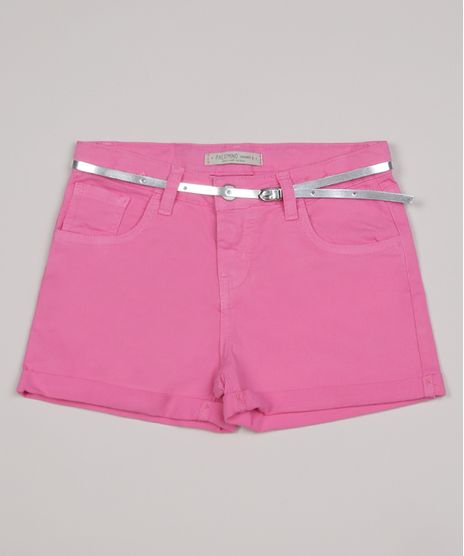 Short-Color-Infantil-Barra-dobrada-com-Cinto-Metalizado--Rosa-9957899-Rosa_1