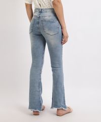 Calca-Jeans-Feminina-Flare-Cintura-Super-Alta-com-Barra-Desfiada-Azul-9954391-Azul_2
