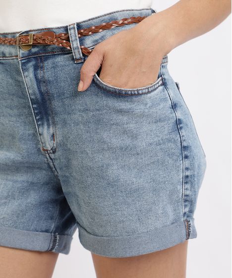 short de cintura alta jeans