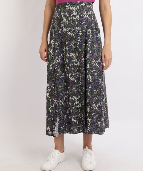 Saia-Feminina-Longa-com-Fenda-Lateral-Verde-Militar-9893696-Verde_Militar_1