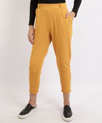 Calca-Feminina-Jogger-Cintura-Alta-Barra-Dobrada-Amarela-9948938-Amarelo_1