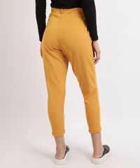 Calca-Feminina-Jogger-Cintura-Alta-Barra-Dobrada-Amarela-9948938-Amarelo_2