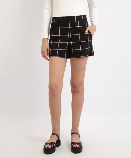 Short-Feminino-Estampado-Quadriculado--Preto-9825945-Preto_1 Short-Feminino-Estampado-Quadriculado--Preto-9825945-Preto_1