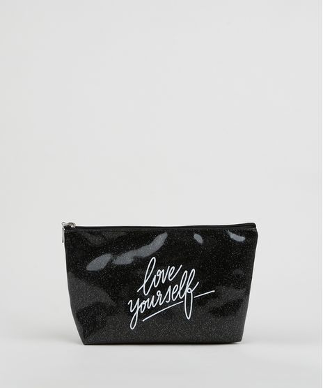 Necessaire--Love-Yourself--com-Glitter-Preta-9949233-Preto_1