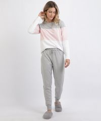 Pijama-de-Moletom-Feminino-com-Recortes-Manga-Longa-Cinza-Mescla-9953268-Cinza_Mescla_1