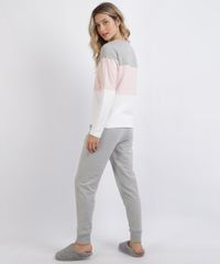 Pijama-de-Moletom-Feminino-com-Recortes-Manga-Longa-Cinza-Mescla-9953268-Cinza_Mescla_2