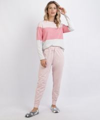 Pijama-de-Moletom-Feminino-com-Recortes-Manga-Longa-Rosa-9953268-Rosa_1