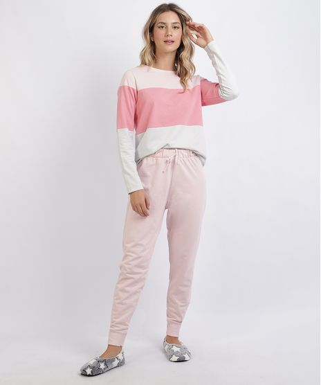 Pijama-de-Moletom-Feminino-com-Recortes-Manga-Longa-Rosa-9953268-Rosa_1