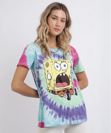 Blusa-Feminina-Bob-Esponja-Estampada-Tie-Dye-Manga-Curta-Multicor-9953769-Multicor_1