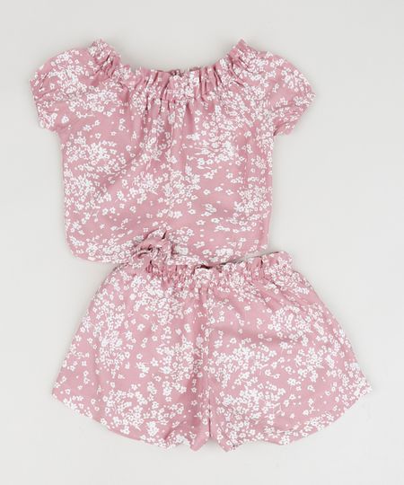 Conjunto-Infantil-Estampado-Floral-de-Blusa---Short-Rosa-Claro-9959600-Rosa_Claro_1
