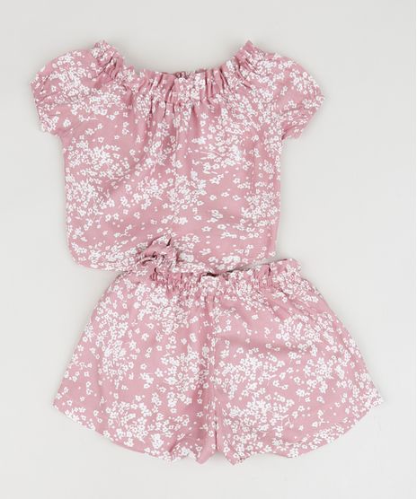Conjunto-Infantil-Estampado-Floral-de-Blusa---Short-Rosa-Claro-9959600-Rosa_Claro_1