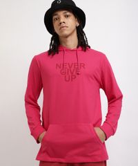 Camiseta-Masculina--Never-Give-Up--Manga-Longa-Gola-com-Capuz-Rosa-Escuro-9959850-Rosa_Escuro_1