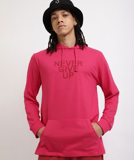Camiseta-Masculina--Never-Give-Up--Manga-Longa-Gola-com-Capuz-Rosa-Escuro-9959850-Rosa_Escuro_1