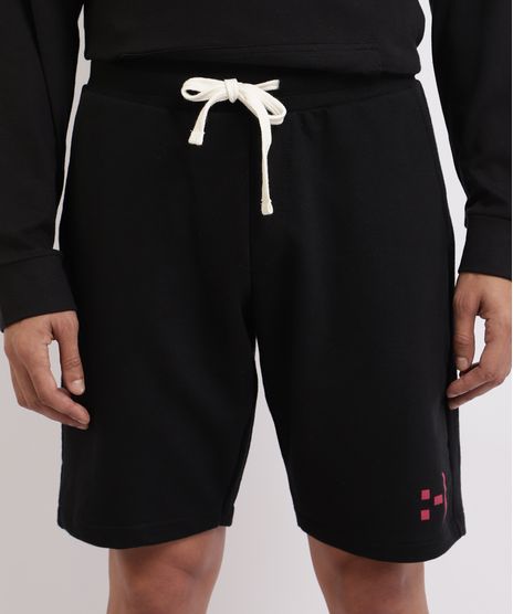 Bermuda-de-Moletom-Masculina-Rosto-Feliz-Preto-9958578-Preto_1