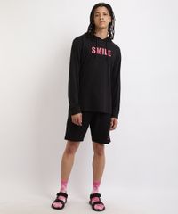 Camiseta-Masculina--Smile--Manga-Longa-Gola-com-Capuz-Preto-9959846-Preto_3