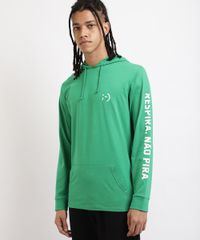 Camiseta-Masculina--Respira-Nao-Pira--com-Bolso-e-Capuz-Manga-Longa-Verde-9959849-Verde_1