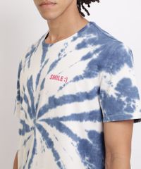 Camiseta-Masculina-Estampada-Tie-Dye--Smile--Gola-Careca-Manga-Curta-Azul-9958551-Azul_4