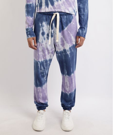 Calca-de-Moletom-Masculina-Jogger-Estampada-Tie-Dye-Com-Bolsos-Azul-9958645-Azul_1
